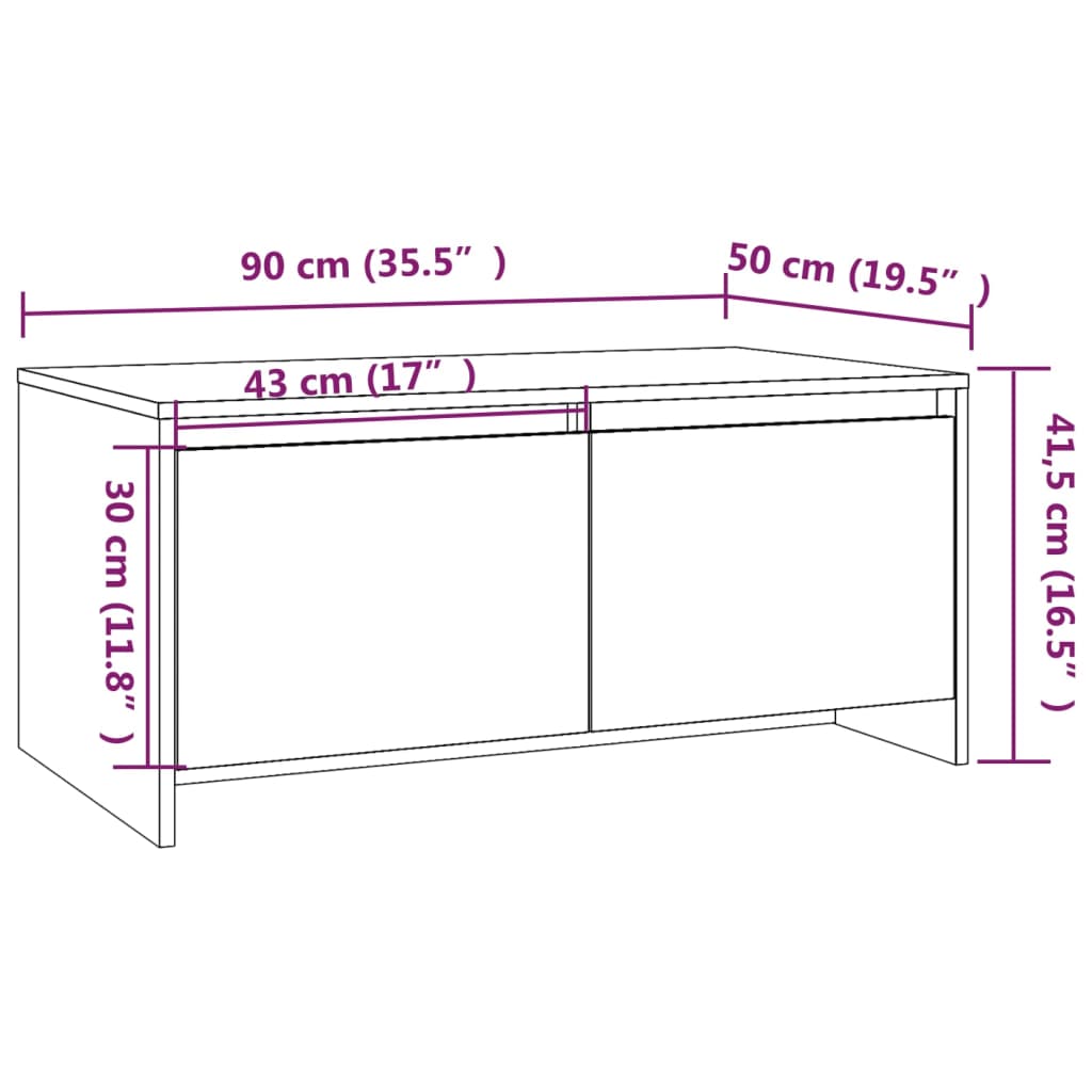 vidaXL Coffee Table Smoked Oak 90x50x41.5 cm Engineered Wood