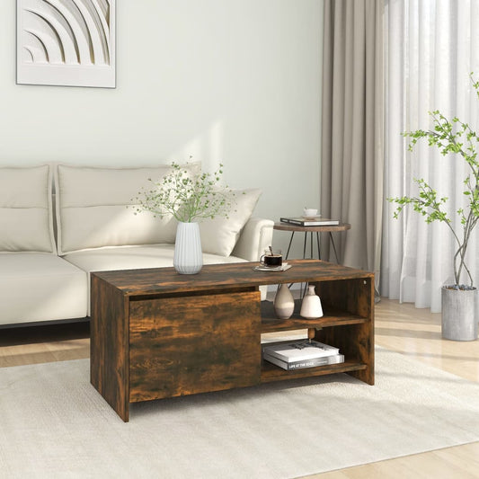 vidaXL Coffee Table Smoked Oak 102x50x45 cm Engineered Wood