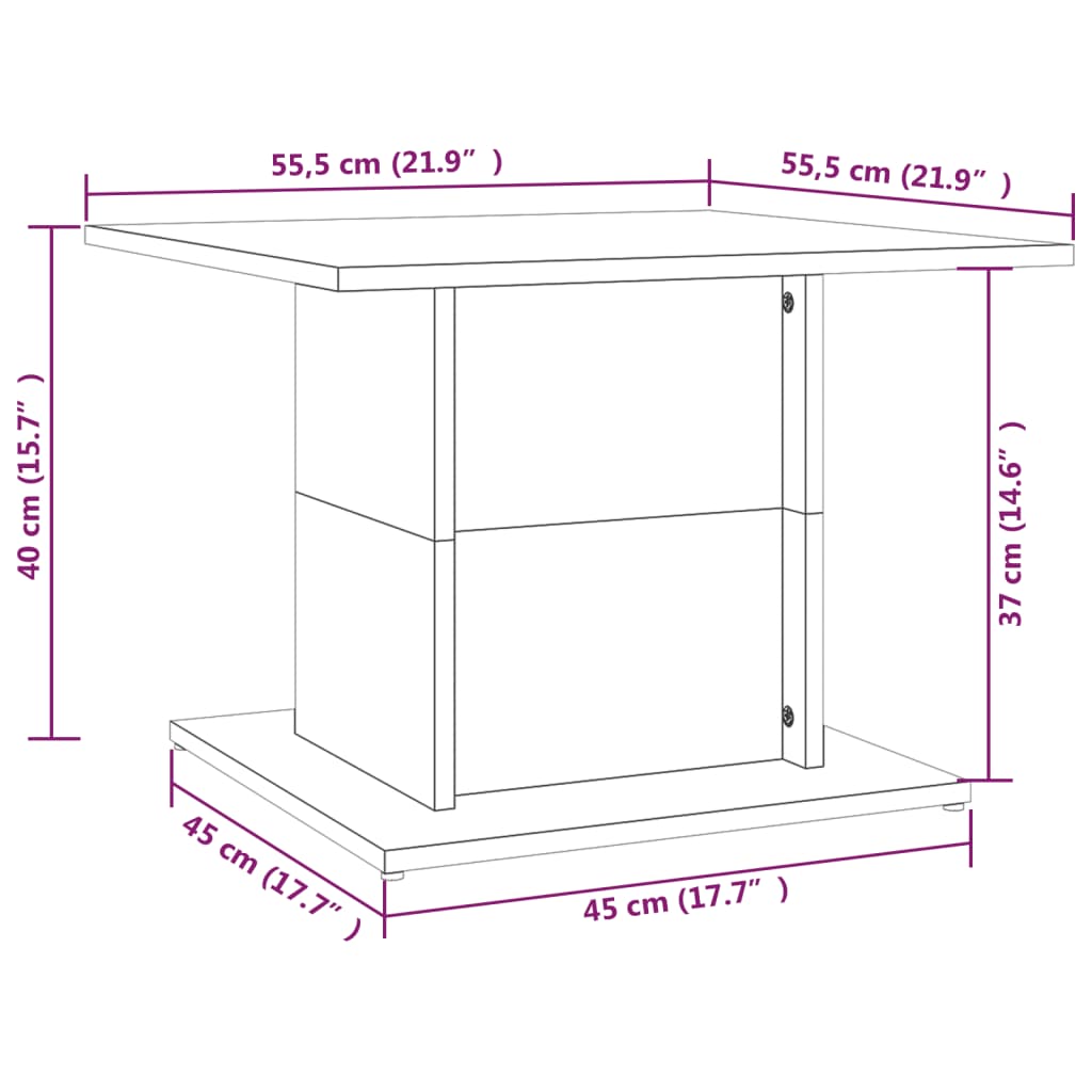 Table Basse Chêne Fumé 55,5x55,5x40 cm Bois D'ingénierie