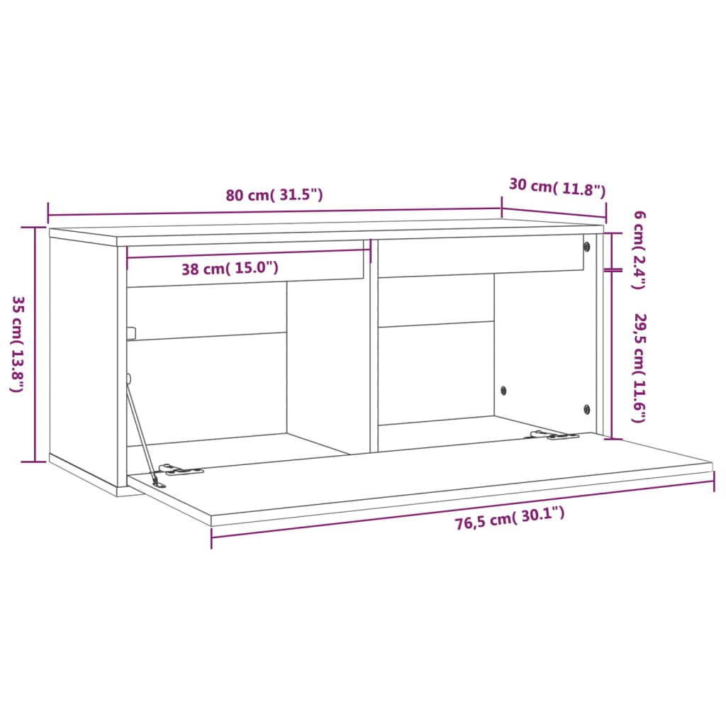 Wandkast Honey Brown 80x30x35 cm massief grenenhout