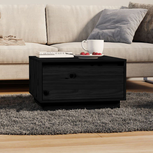 Table Basse Noir 55x56x32 cm Bois Massif Pin