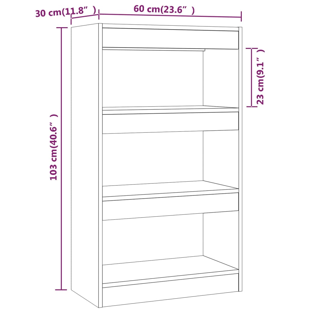 Boekenkast/Room Divider Sonoma Oak 60x30x103 cm Engineered Wood