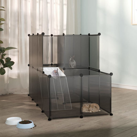 Cage Petits Animaux Noir 142x74x93 cm PP et Acier