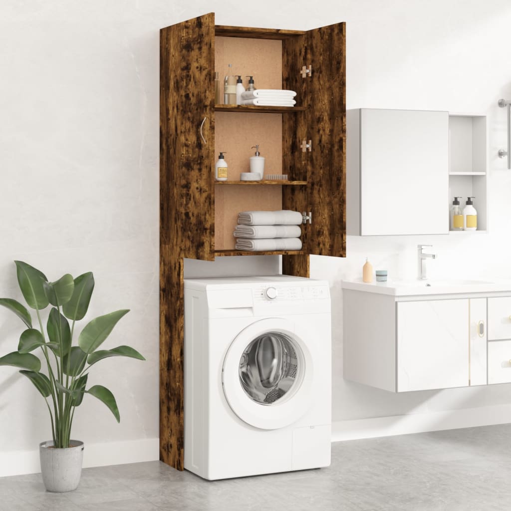 vidaXL Washing Machine Cabinet Smoked Oak 64x25.5x190 cm