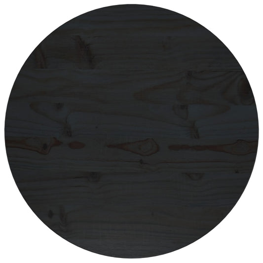 vidaXL Table Top Black Ø50x2.5 cm Solid Wood Pine