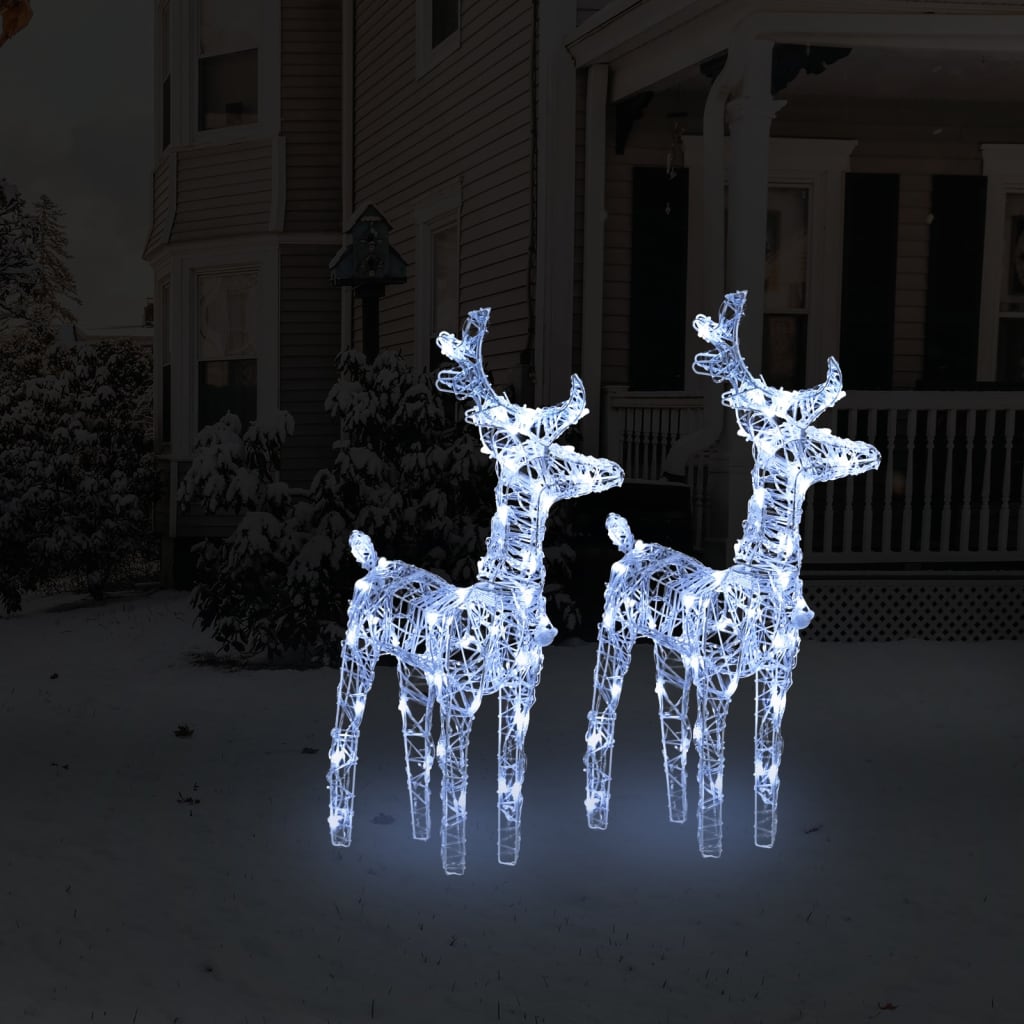 Kerst Rendieren 2 stuks Koud Wit 80 LEDs Acryl