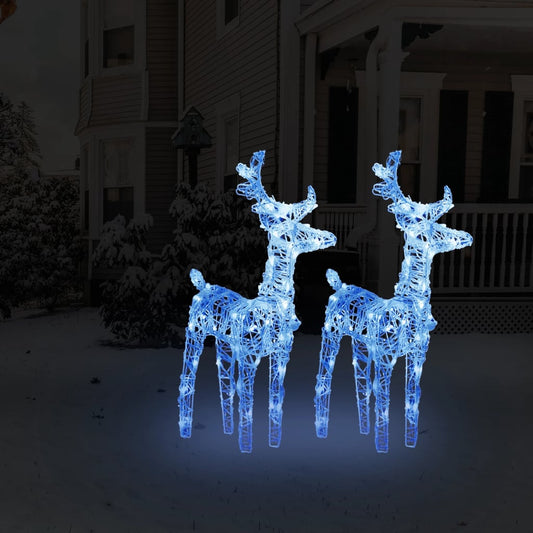 Kerst Rendieren 2 stuks Blauw 80 LED's Acryl