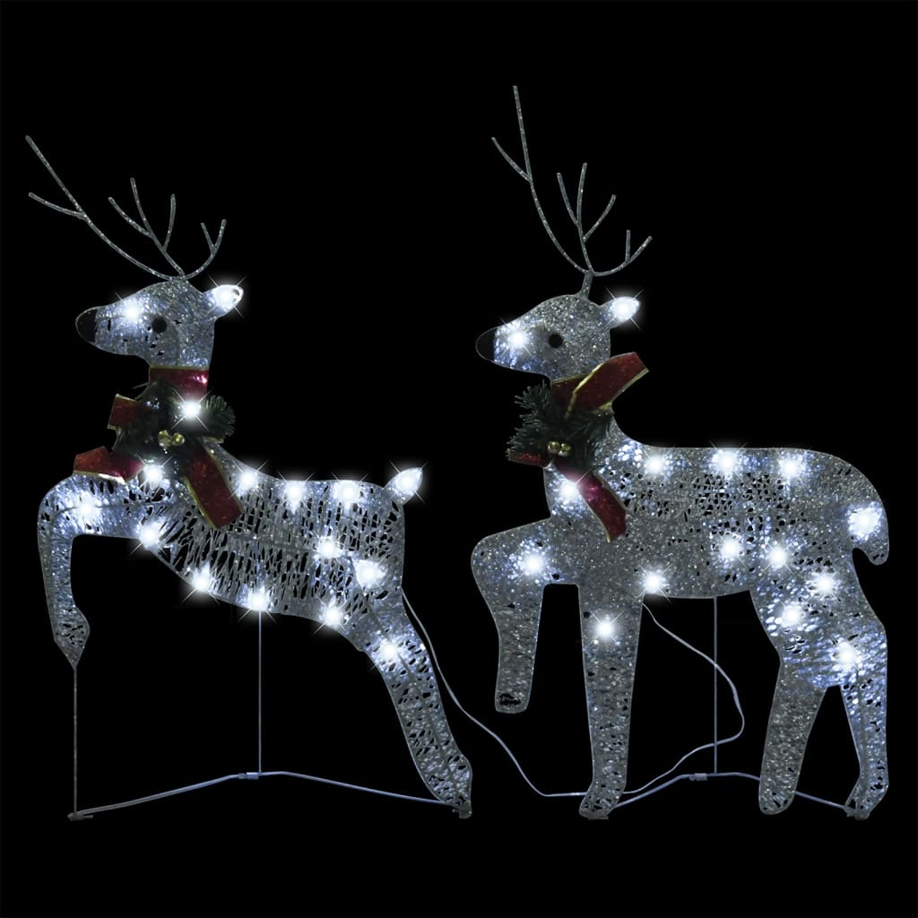 Kerst Rendieren 2 stuks Zilver 40 LED's