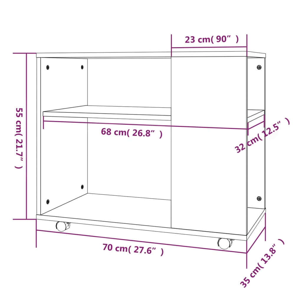 Bijzettafel grijs Sonoma 70x35x55 cm Engineered Wood