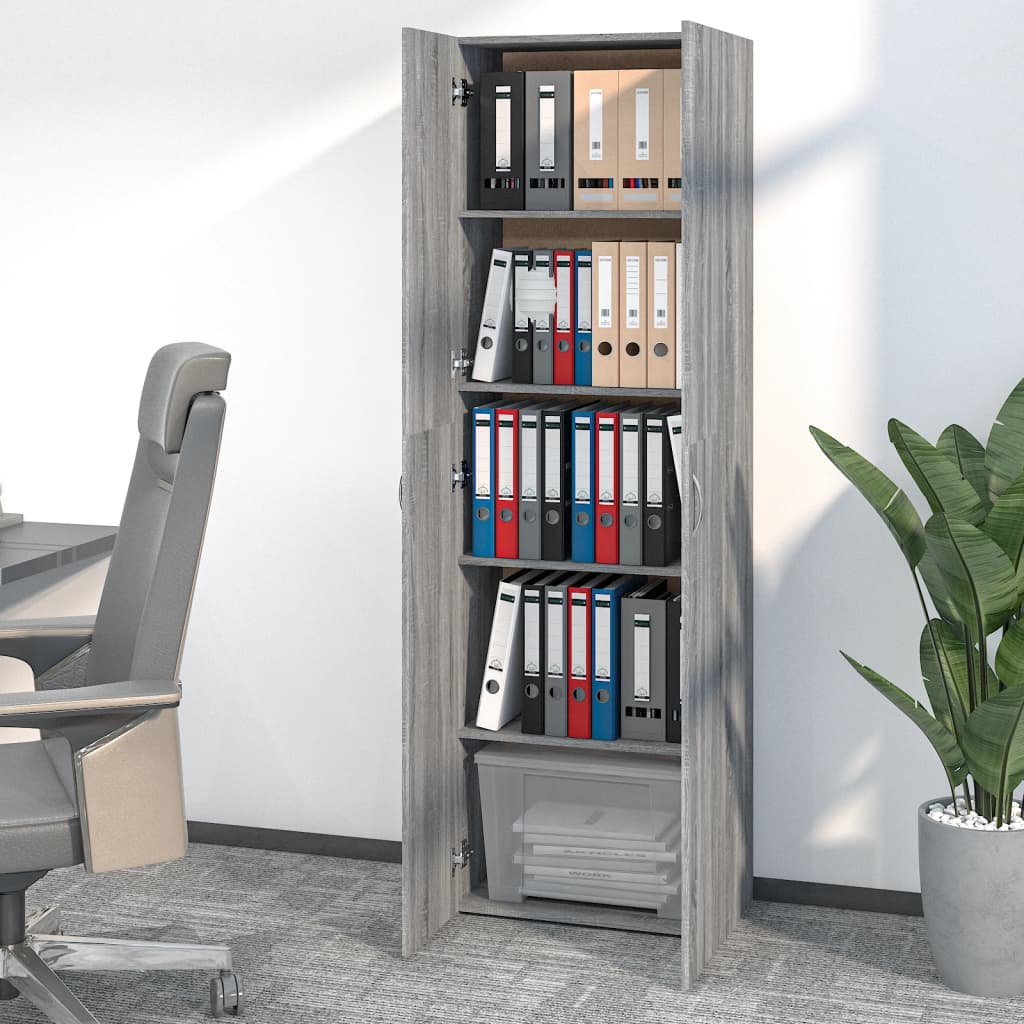 vidaXL Office Cabinet Grey Sonoma 60x32x190 cm Engineered Wood