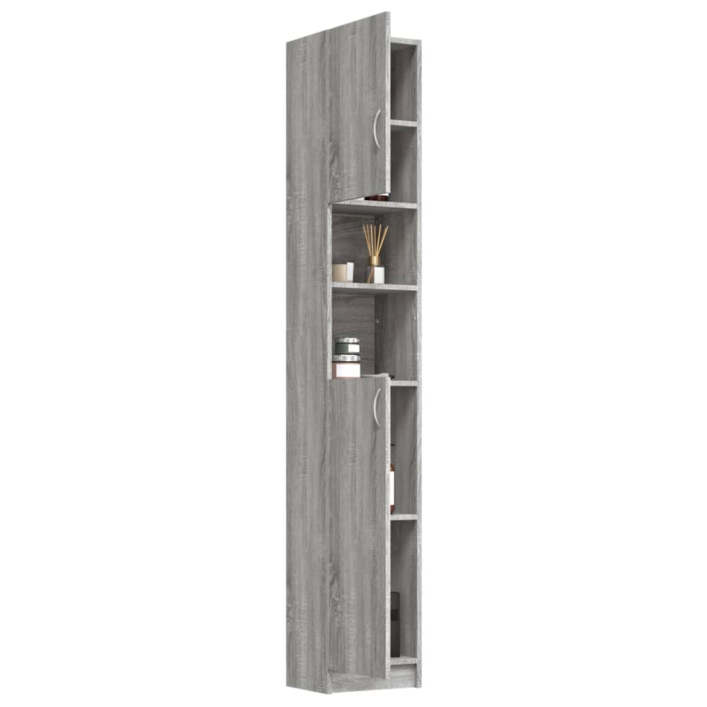 vidaXL Bathroom Cabinet Grey Sonoma 32x25.5x190 cm Engineered Wood