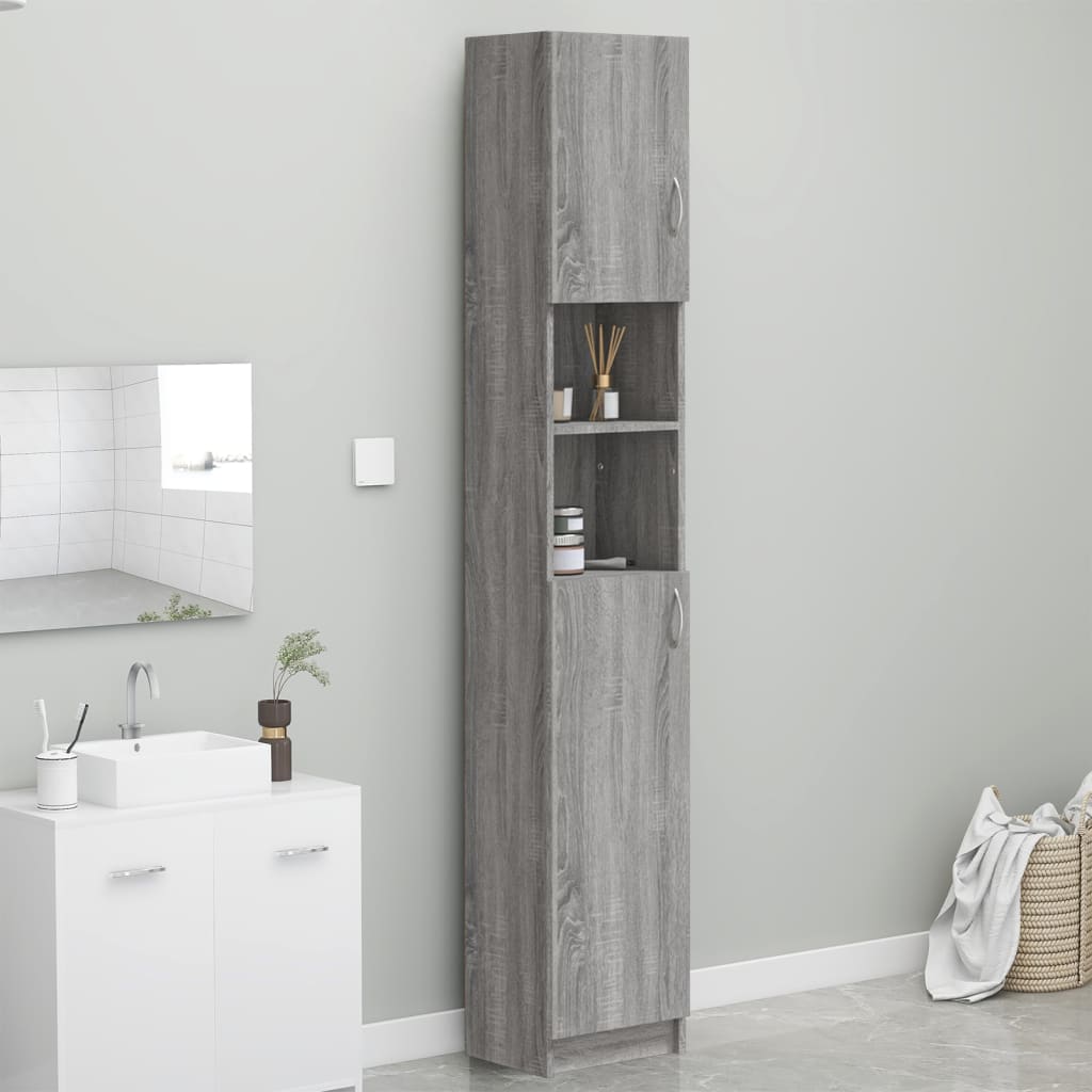 vidaXL Bathroom Cabinet Grey Sonoma 32x25.5x190 cm Engineered Wood