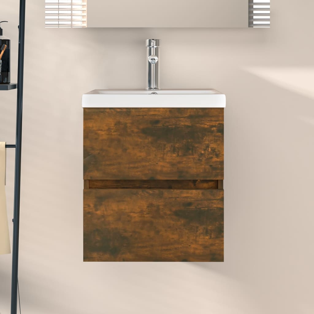 Meuble Lavabo Chêne Fumé 41x38,5x45 cm Bois D'ingénierie