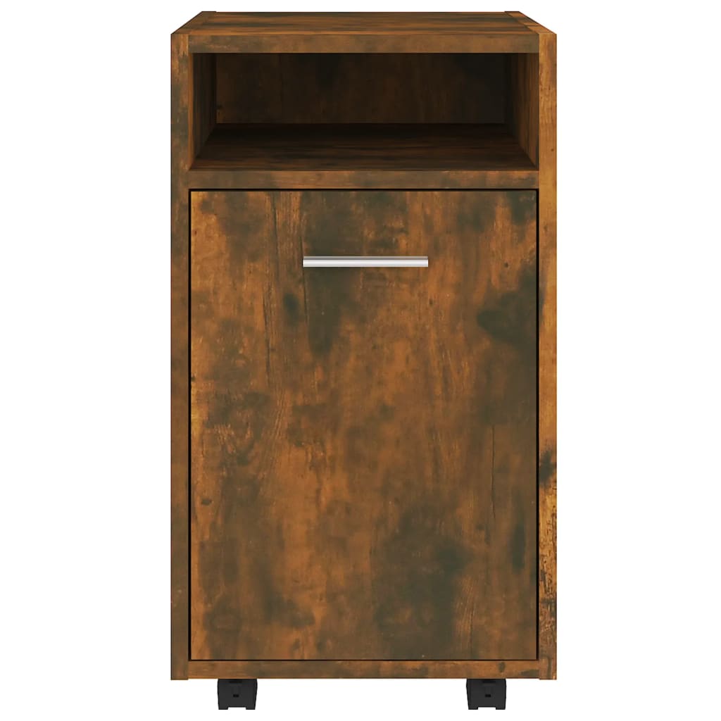 vidaXL Side Cabinet with Wheels Smoked Oak 33x38x60 cm Engineered Wood