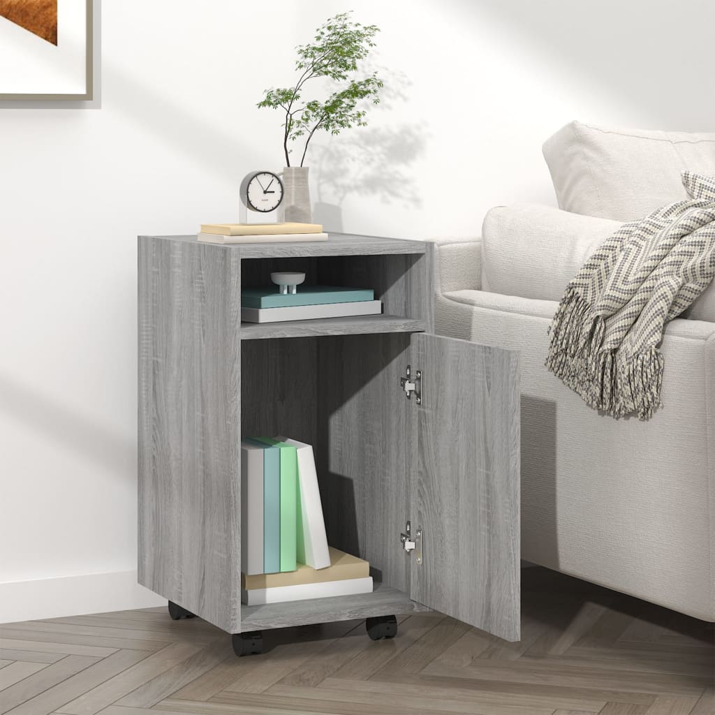 vidaXL Side Cabinet with Wheels Grey Sonoma 33x38x60 cm Engineered Wood