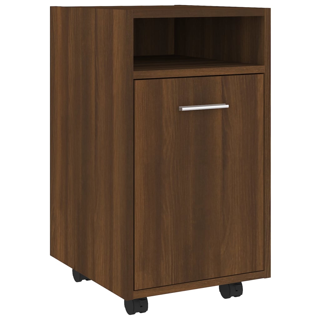 vidaXL Side Cabinet with Wheels Brown Oak 33x38x60 cm Engineered Wood