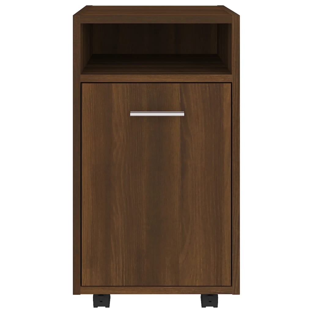 vidaXL Side Cabinet with Wheels Brown Oak 33x38x60 cm Engineered Wood