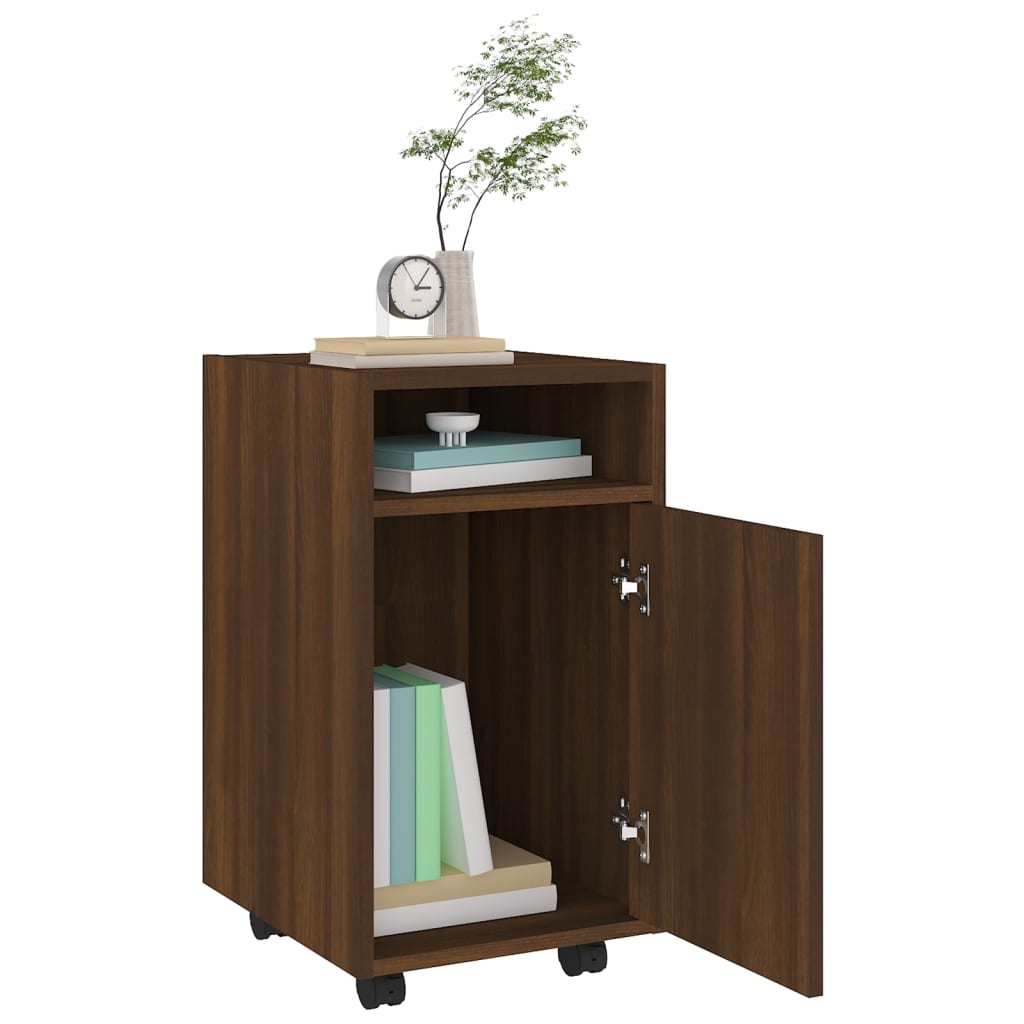 vidaXL Side Cabinet with Wheels Brown Oak 33x38x60 cm Engineered Wood