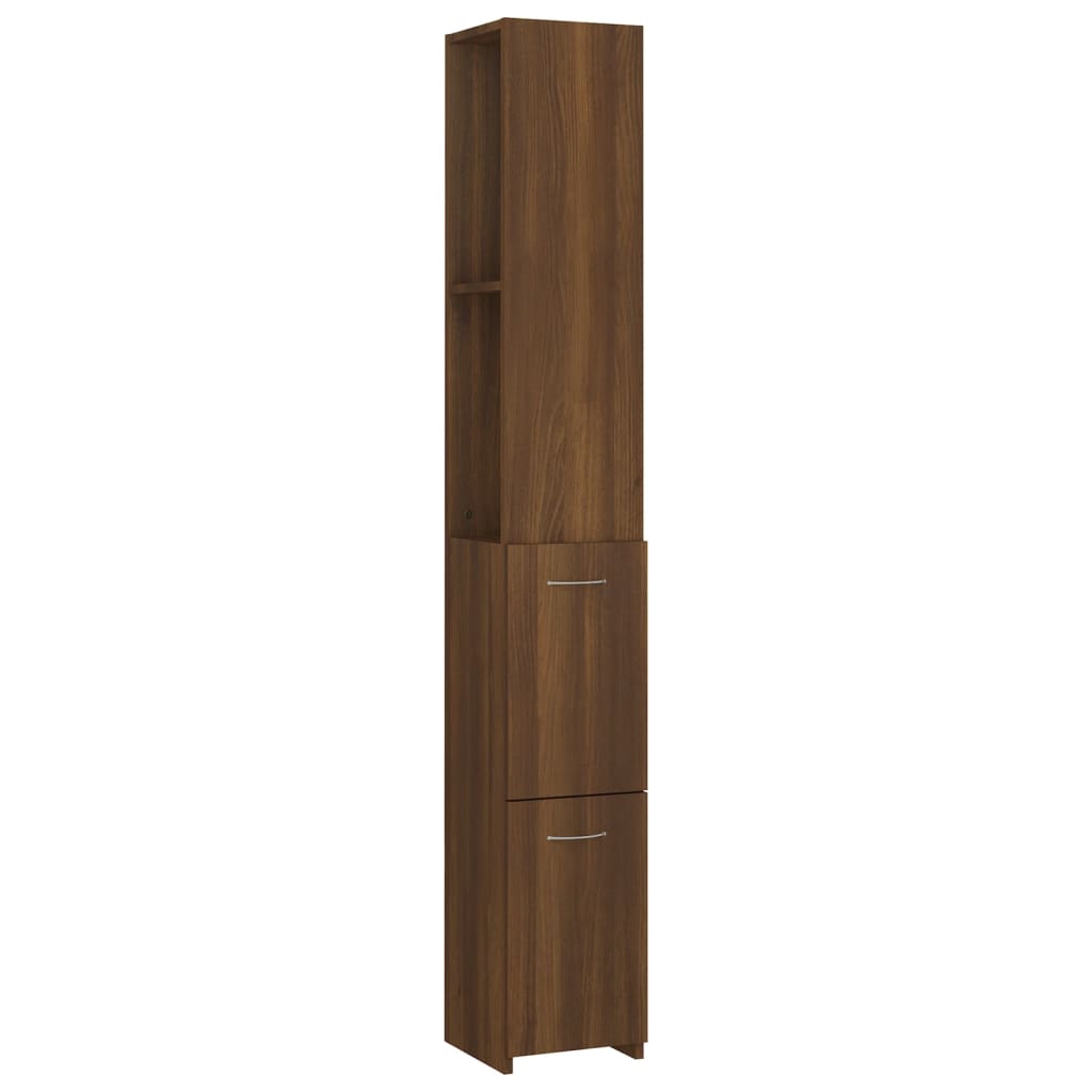 Meuble de Salle de Bain Chêne Brun 25x25x170 cm Bois D'ingénierie