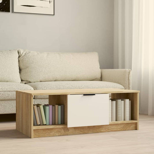 vidaXL Coffee Table White and Sonoma Oak 102x50x36 cm Engineered Wood