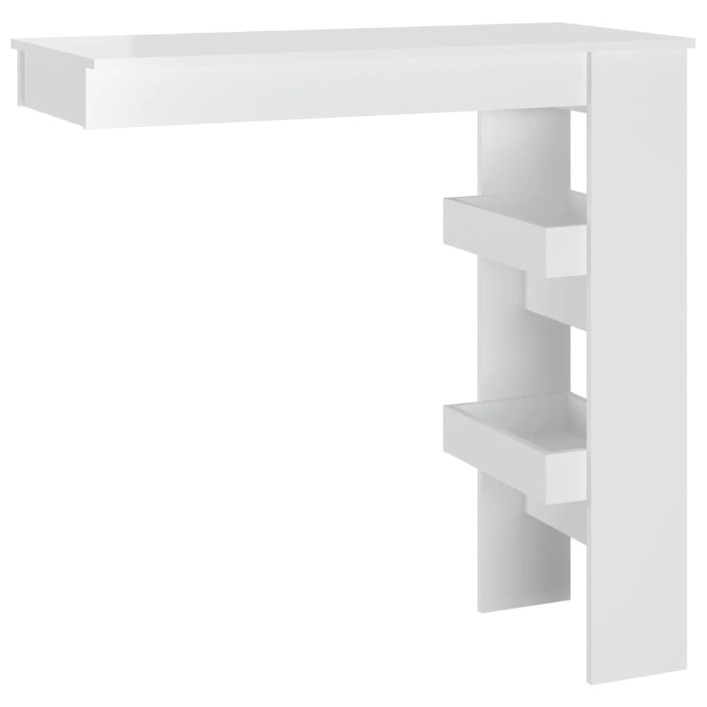 Table de Bar Murale Blanc Brillant 102x45x103,5 cm Bois d'ingénierie