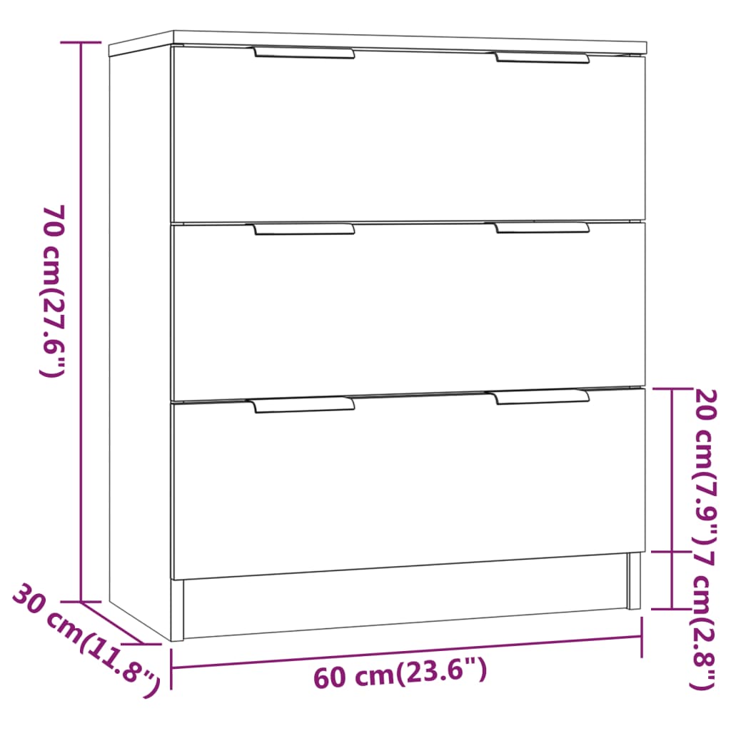 vidaXL Sideboard Grey Sonoma 60x30x70 cm Engineered Wood