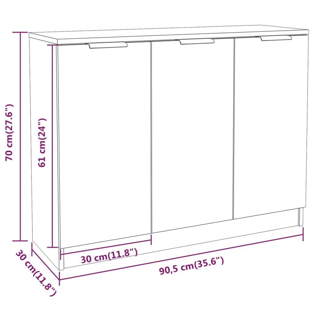 vidaXL Sideboard Grey Sonoma 90.5x30x70 cm Engineered Wood