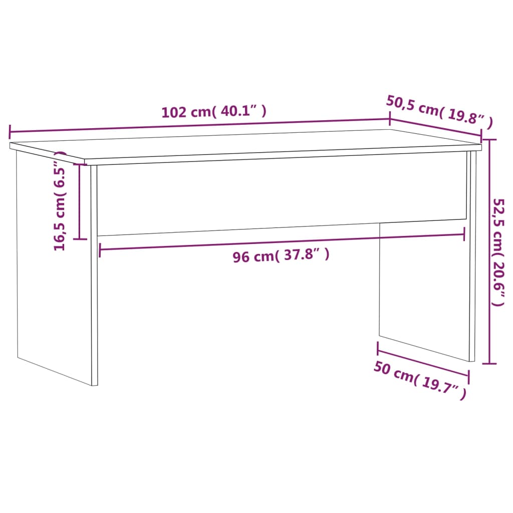 Salontafel wit 102x50,5x52,5 cm bewerkt hout