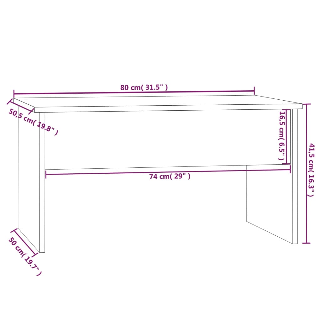 Salontafel Sonoma Eiken 80x50,5x41,5 cm Engineered Wood