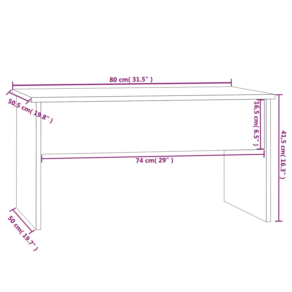 Salontafel Betongrijs 80x50,5x41,5 cm Engineered Wood