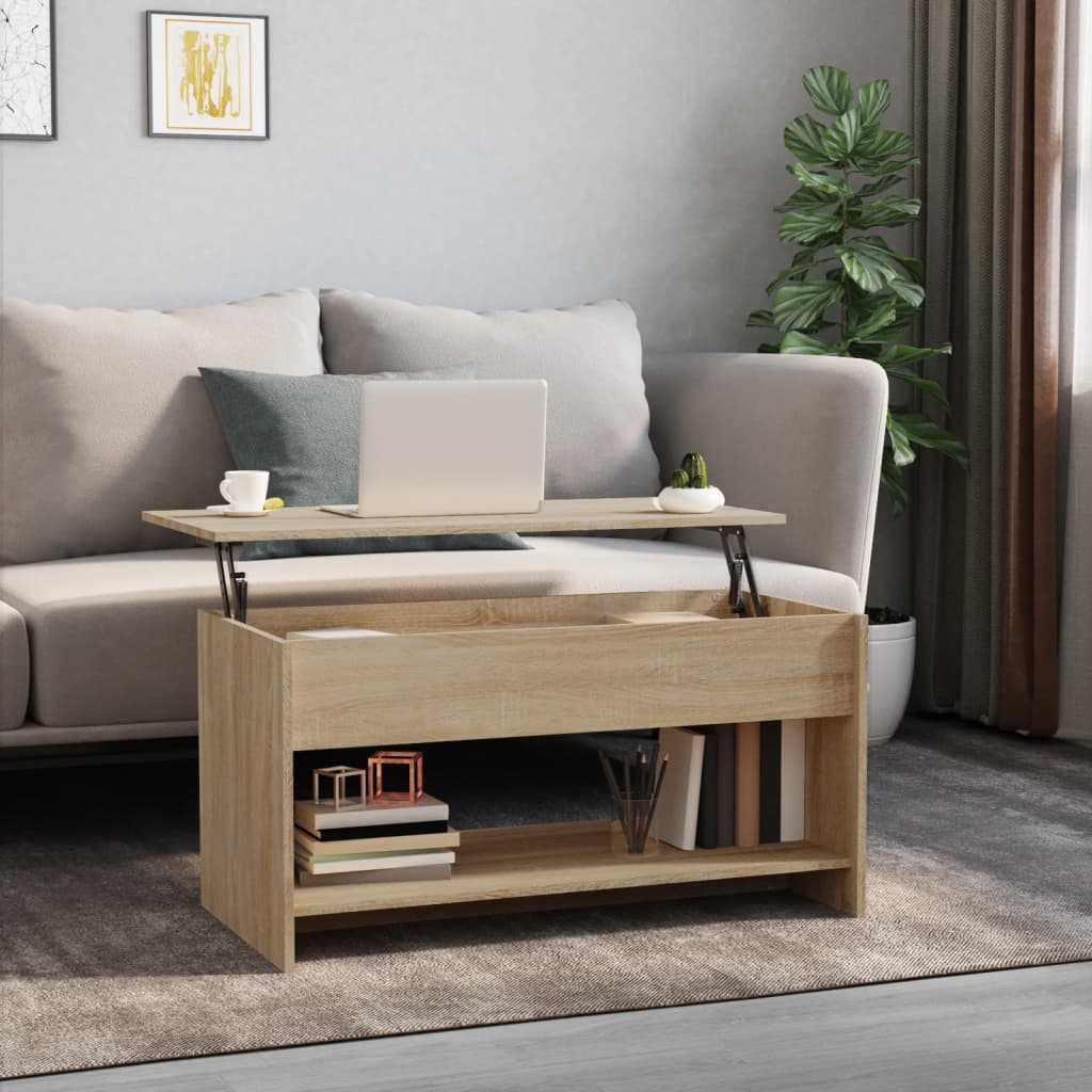 809650 vidaXL Table basse Chêne Sonoma 102 x 50 x 52,5 cm Bois d'ingénierie