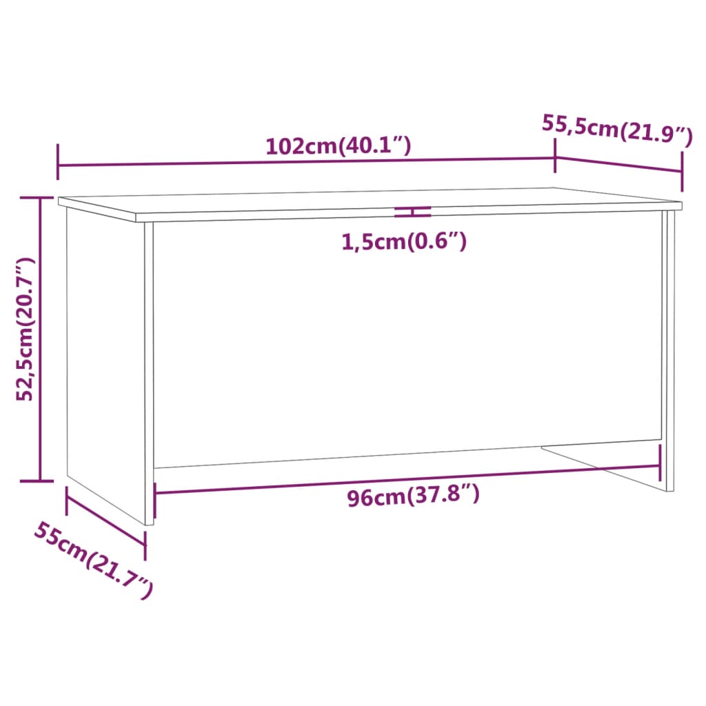 Salontafel Zwart 102x55,5x52,5 cm Gebouwd Hout