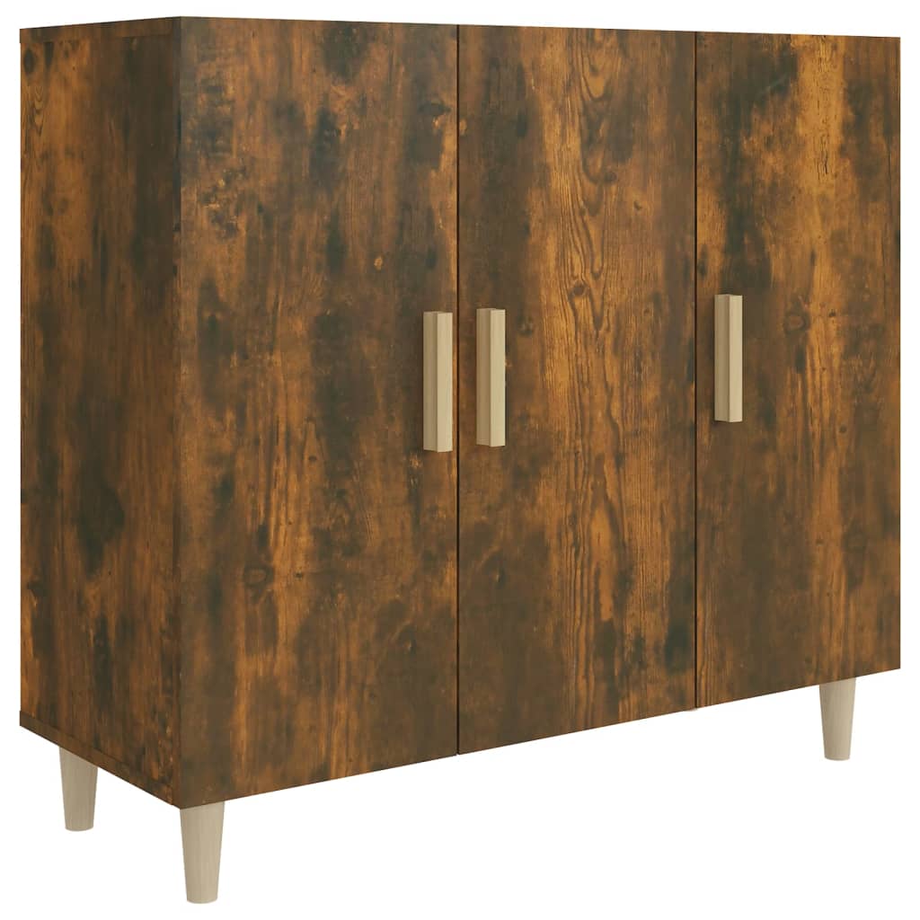 Buffet Chêne Fumé 90x34x80 cm Bois D'ingénierie