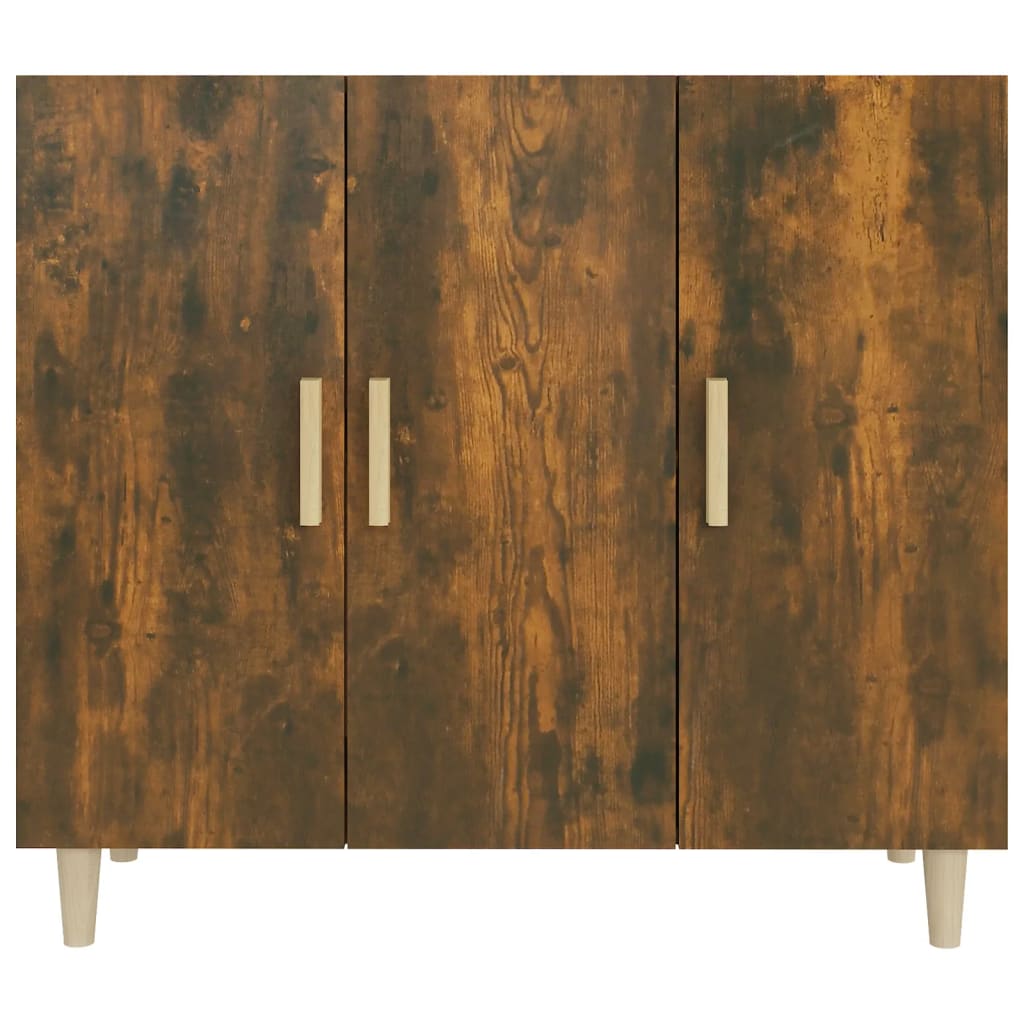 Buffet Chêne Fumé 90x34x80 cm Bois D'ingénierie