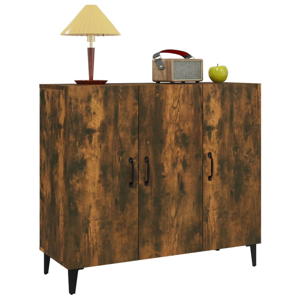 Buffet Chêne Fumé 90x34x80 cm Bois D'ingénierie