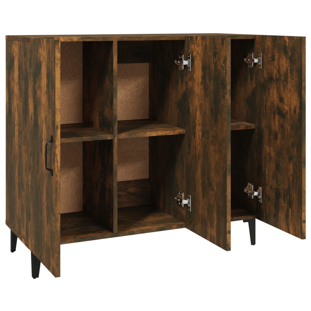 Buffet Chêne Fumé 90x34x80 cm Bois D'ingénierie