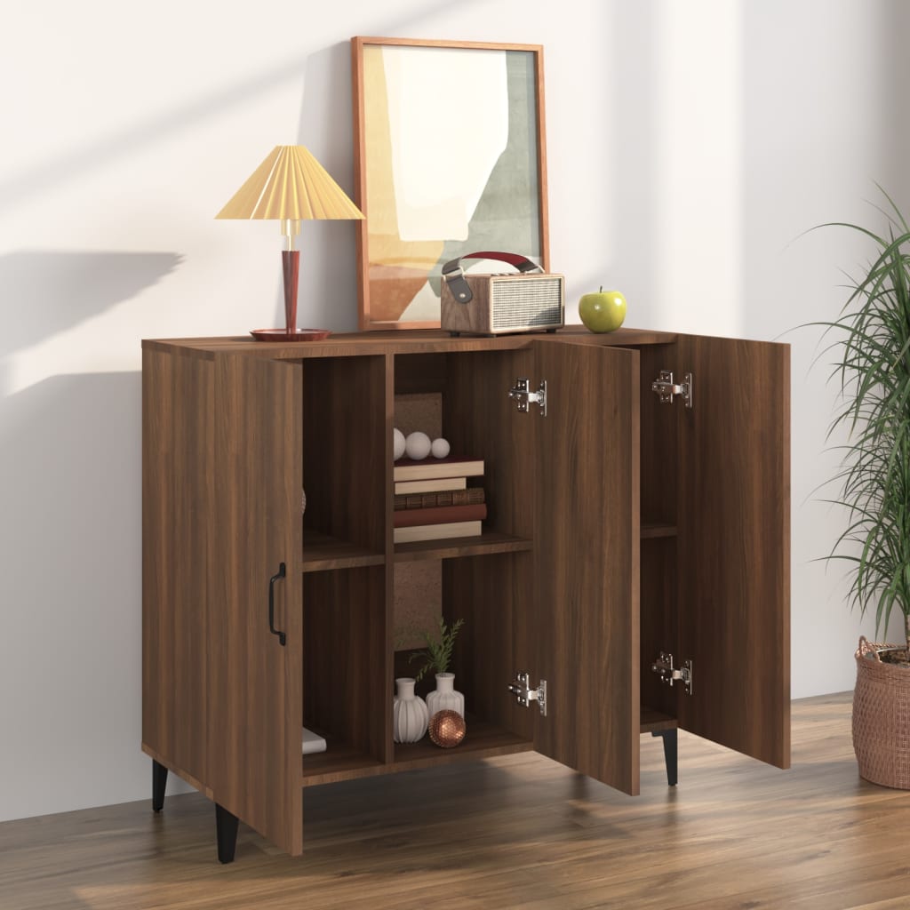 Buffet chêne brun 90x34x80 cm bois d'ingénierie