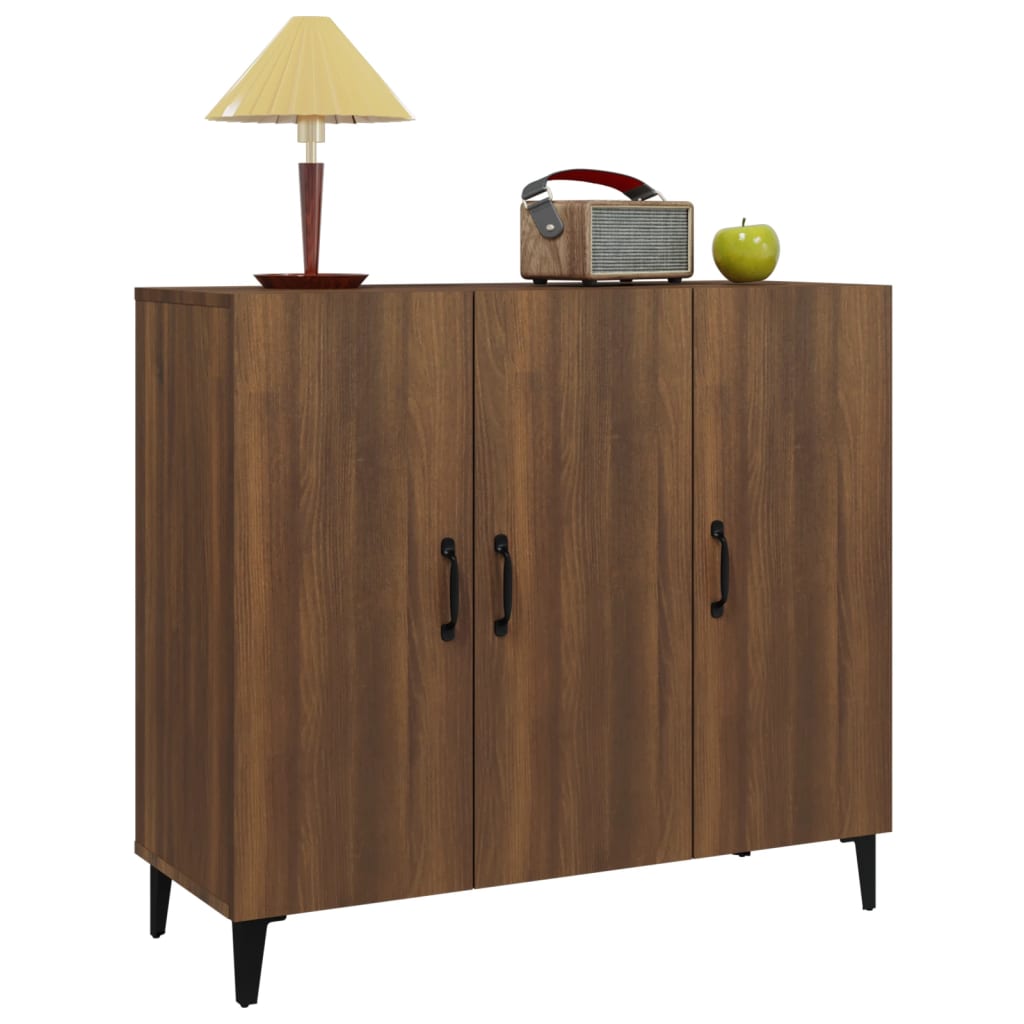 Buffet chêne brun 90x34x80 cm bois d'ingénierie