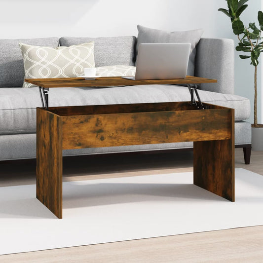 Table Basse Chêne Fumé 102x50,5x52,5 cm Bois D'ingénierie