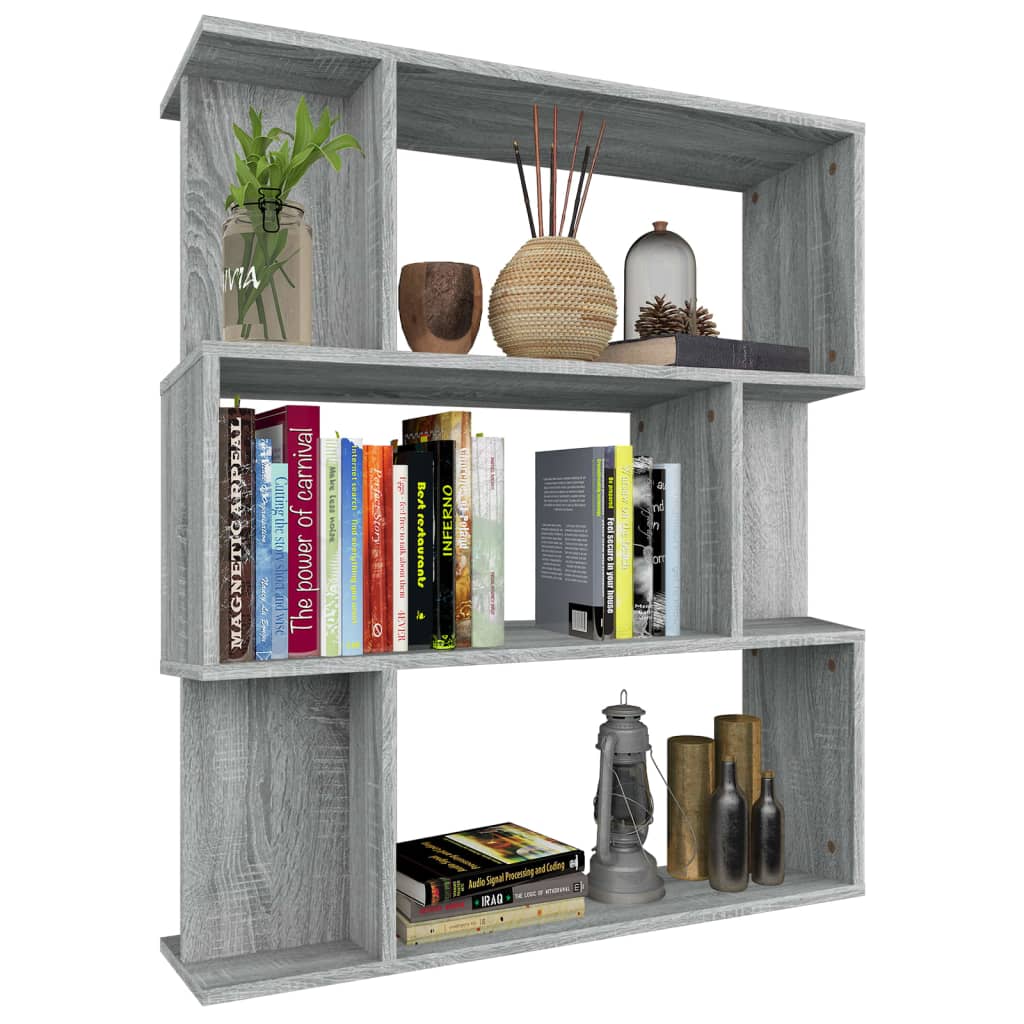 Armoire à livres/séparateur de pièce Gris Sonoma 80x24x96cm Bois d'ingénierie