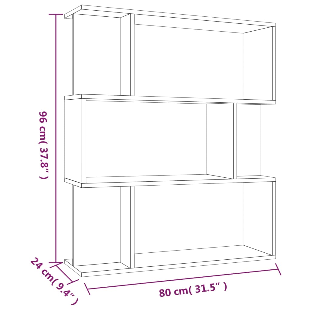 vidaXL Book Cabinet/Room Divider Grey Sonoma 80x24x96cm Engineered Wood