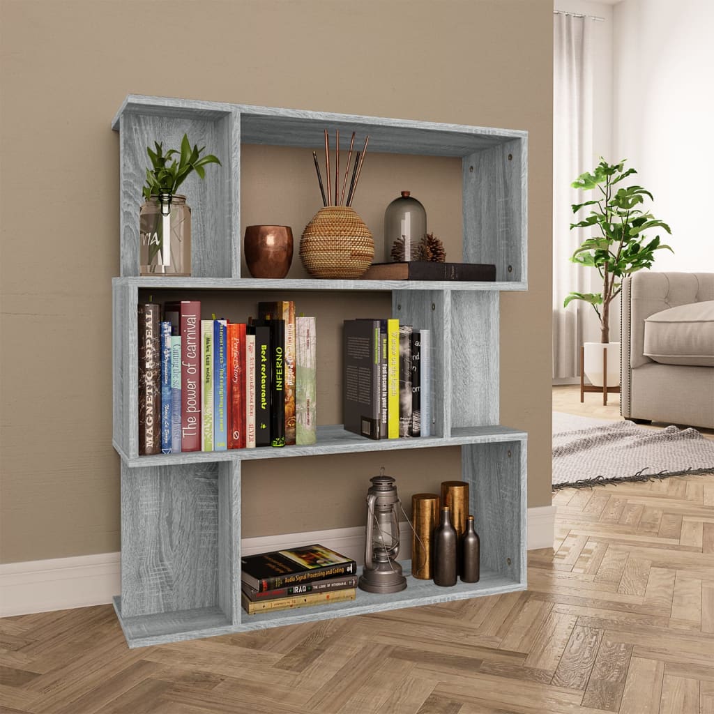 vidaXL Book Cabinet/Room Divider Grey Sonoma 80x24x96cm Engineered Wood