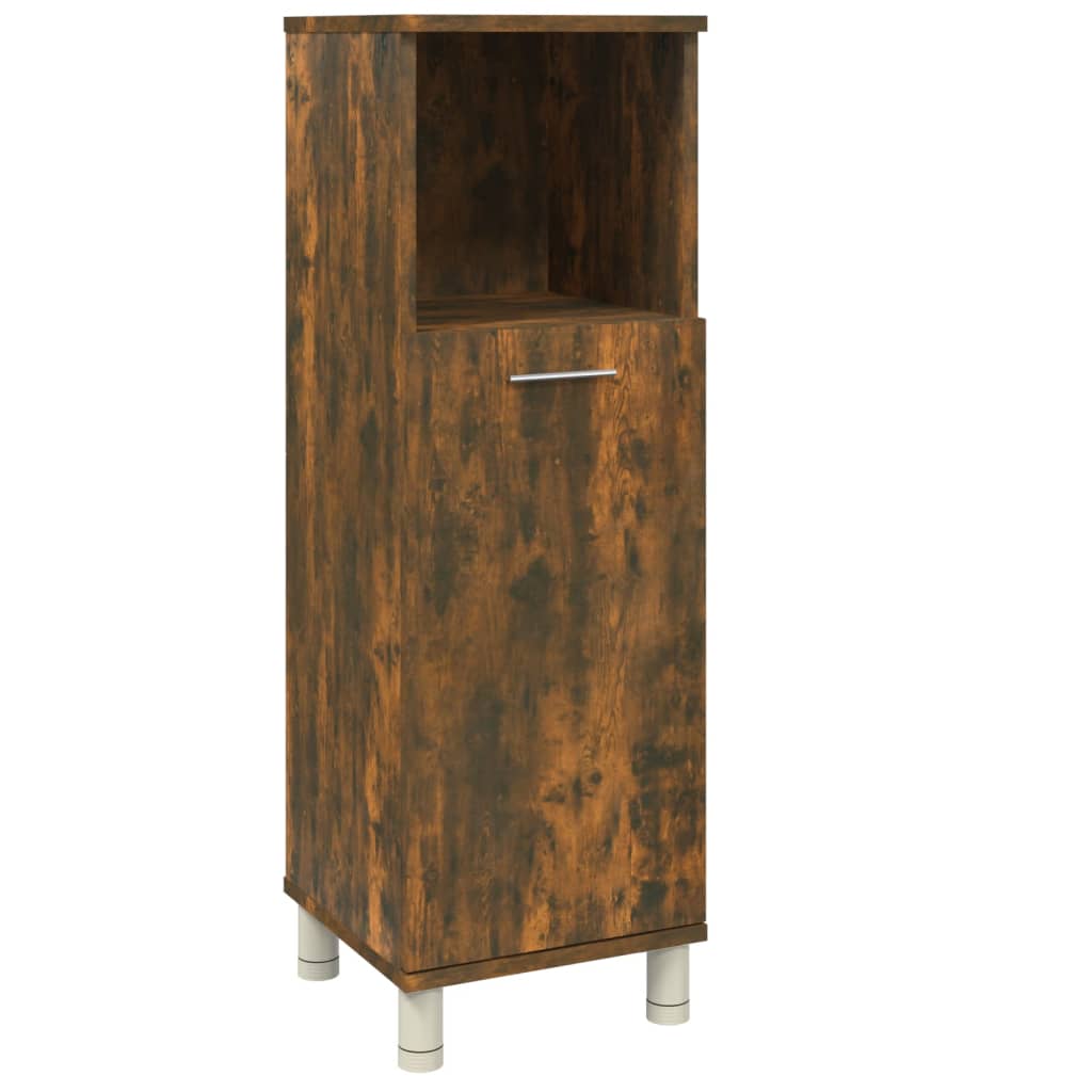 vidaXL Bathroom Cabinet Smoked Oak 30x30x95 cm Engineered Wood