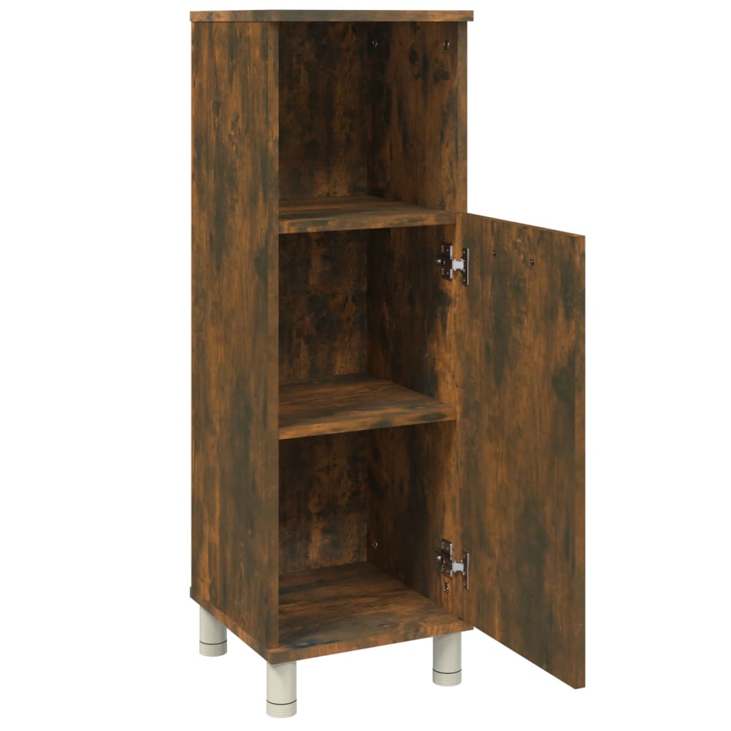 vidaXL Bathroom Cabinet Smoked Oak 30x30x95 cm Engineered Wood