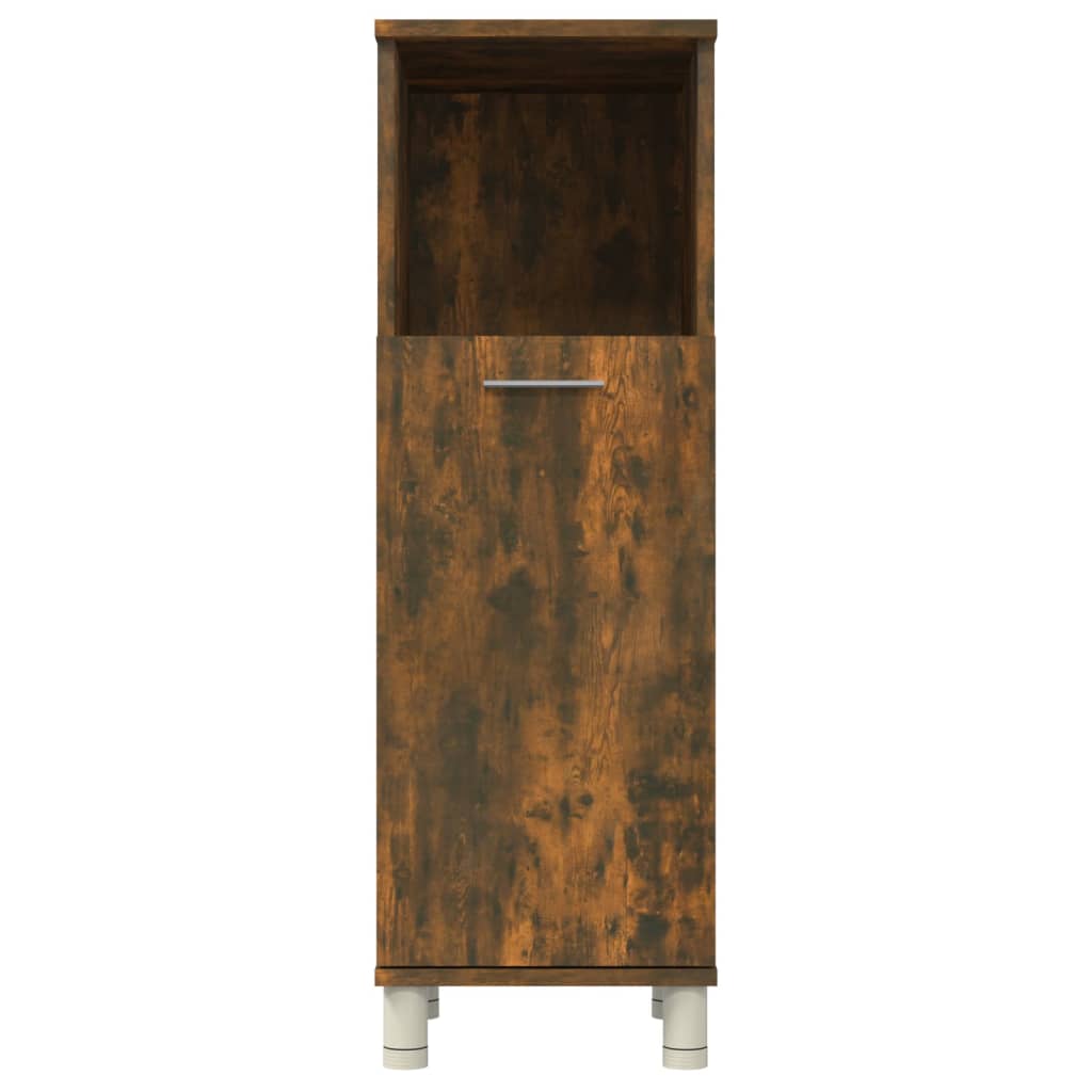 vidaXL Bathroom Cabinet Smoked Oak 30x30x95 cm Engineered Wood