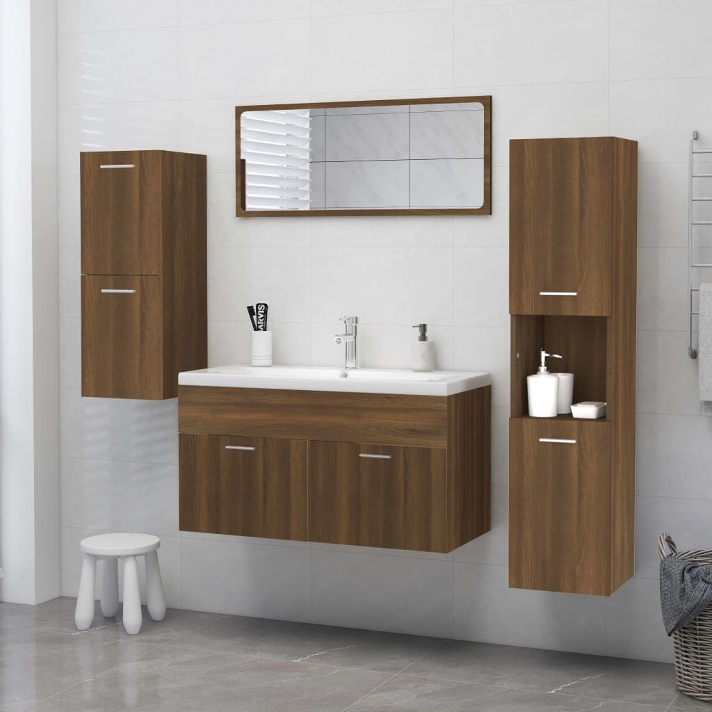 vidaXL Bathroom Cabinet Brown Oak 30x30x130 cm Engineered Wood