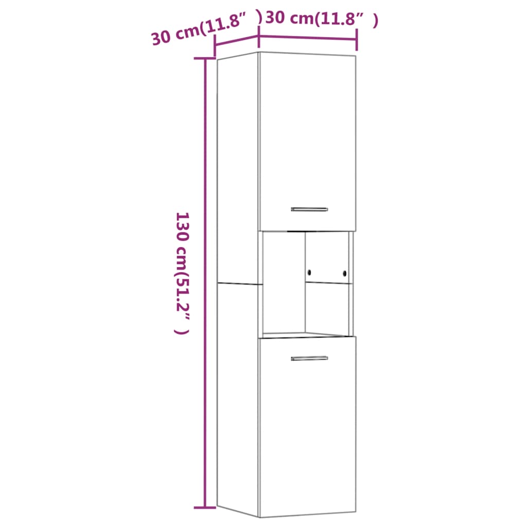 Meuble de Salle de Bain Chêne Marron 30x30x130 cm Bois D'ingénierie