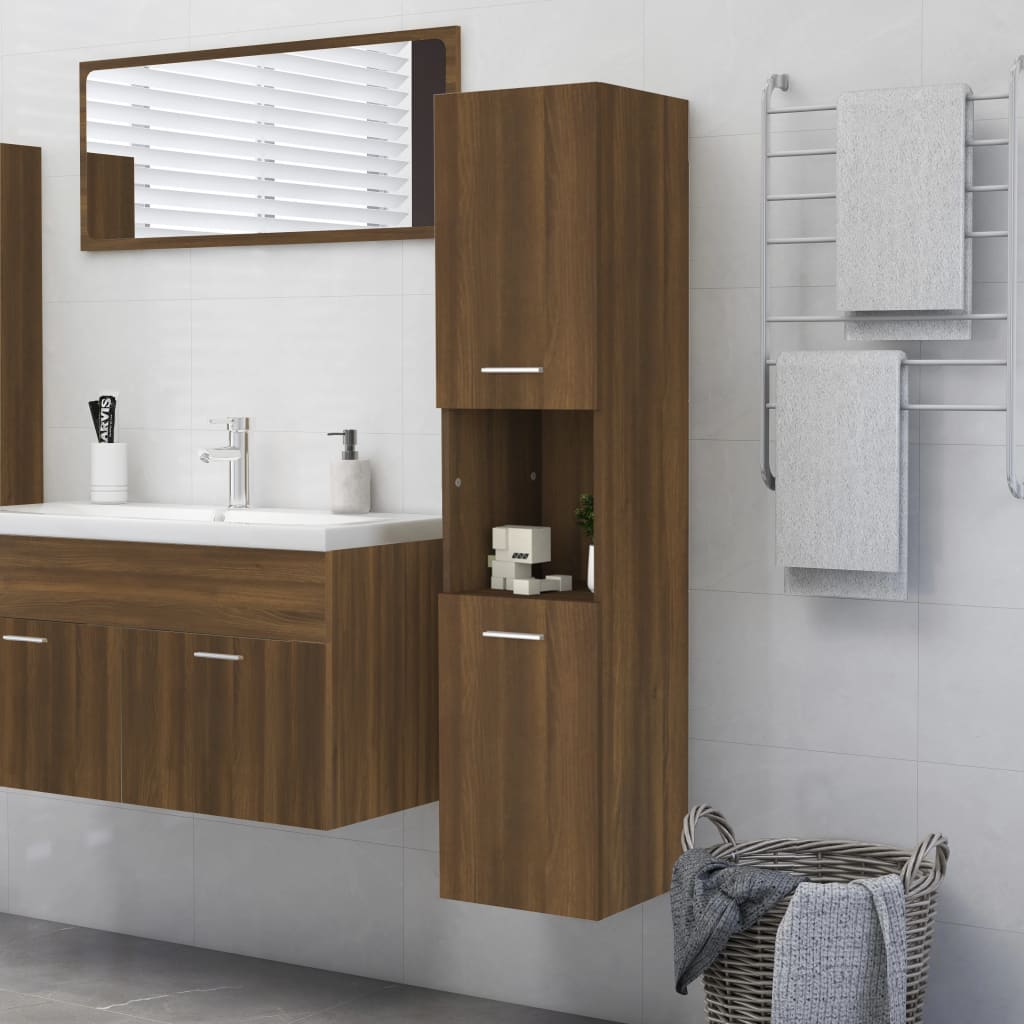 Meuble de Salle de Bain Chêne Marron 30x30x130 cm Bois D'ingénierie