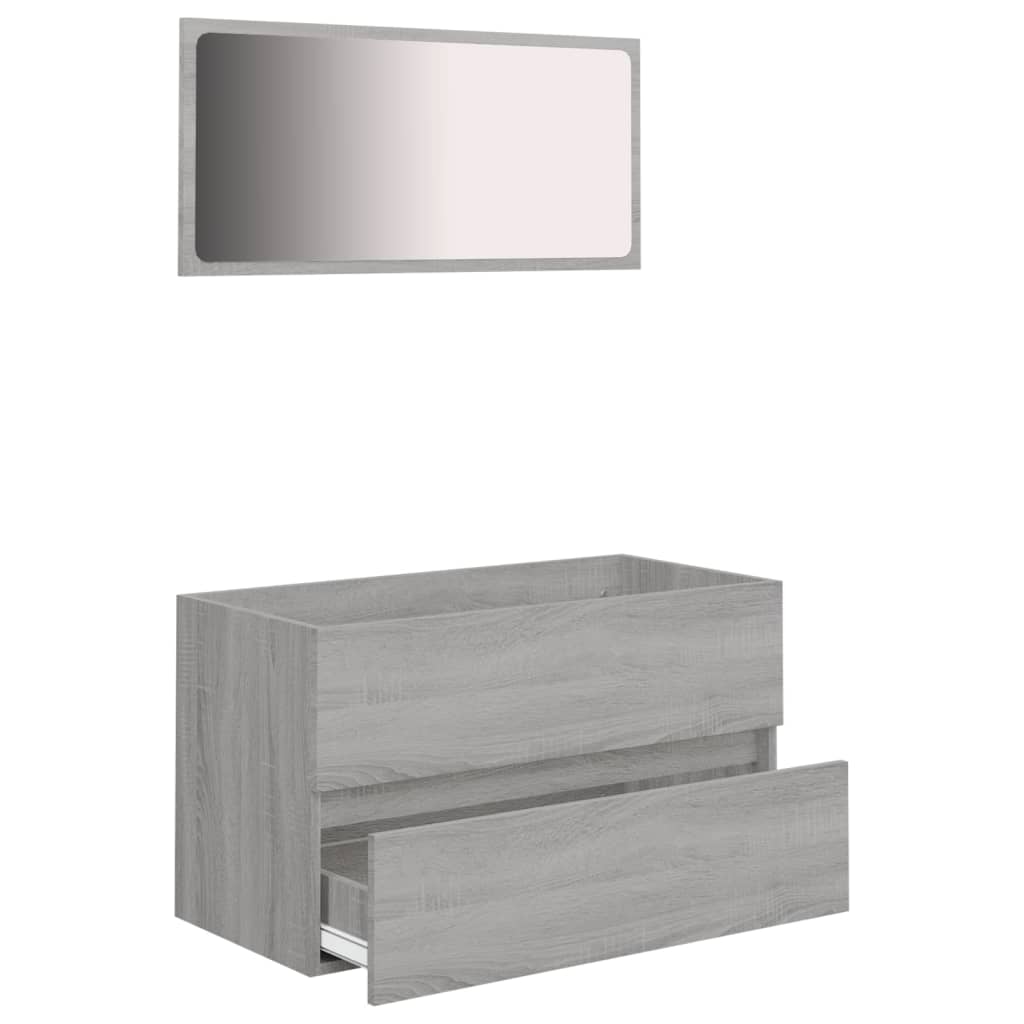 Ensemble de meubles de salle de bain 2 pièces en bois d'ingénierie Sonoma gris