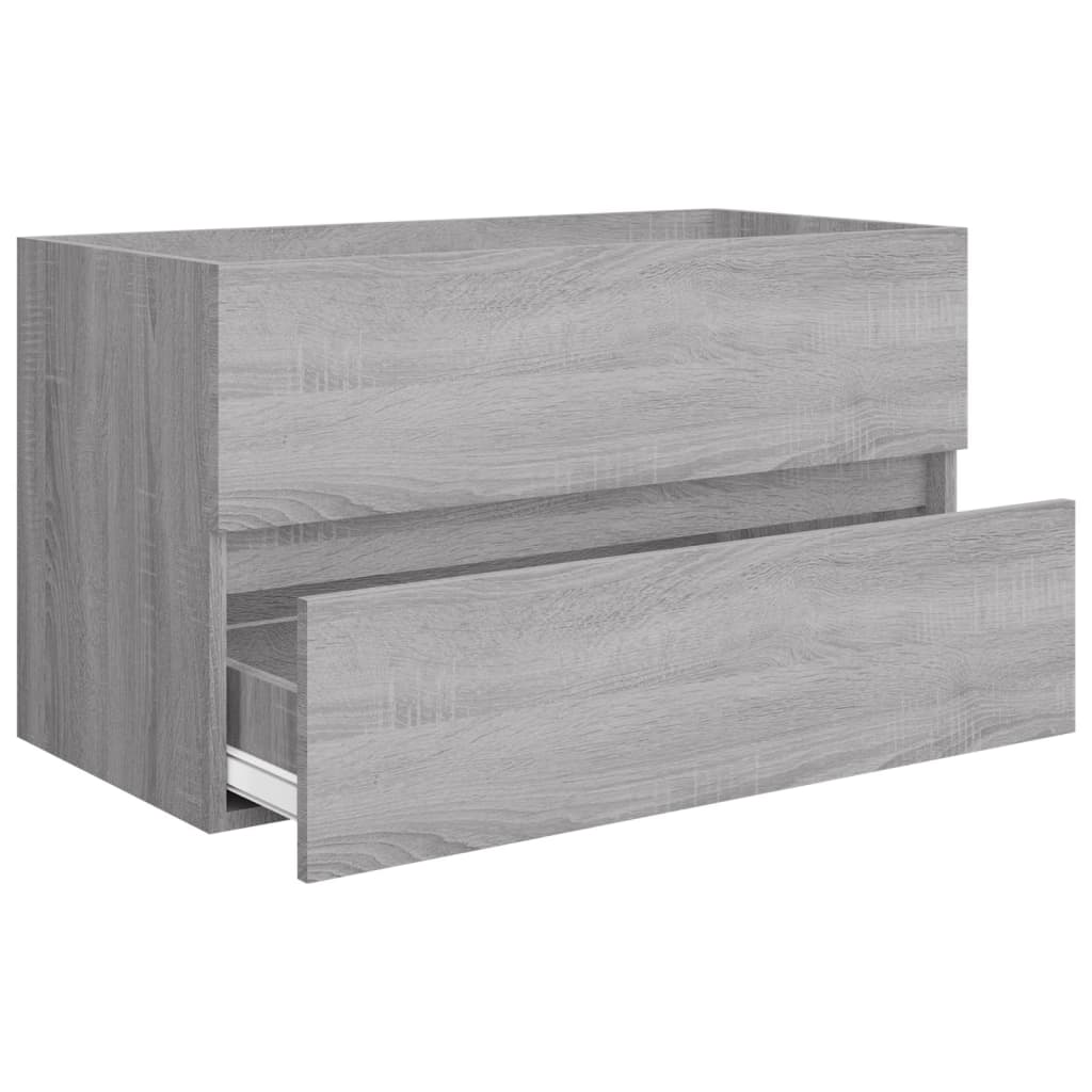 Ensemble de meubles de salle de bain 2 pièces en bois d'ingénierie Sonoma gris